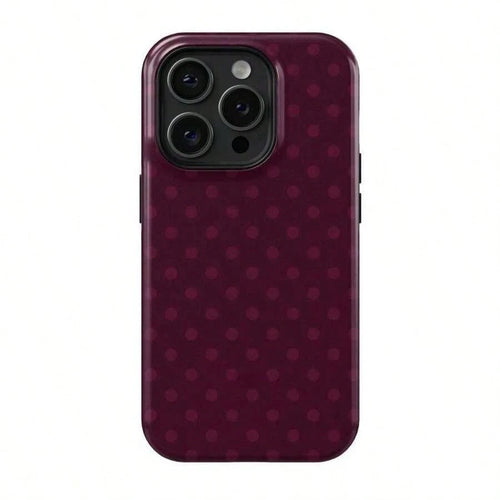 Burgundy Polka Dot Phone Case For IPhone 17 ProMax 16Promax Pro Plus 15 14 13 12 & 25 Ultra Plus 24 23 22 Double Layer Protective Cover Stylish Shock