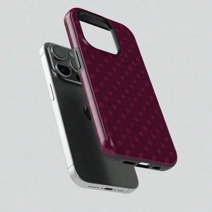 Burgundy Polka Dot Phone Case For IPhone 17 ProMax 16Promax Pro Plus 15 14 13 12 & 25 Ultra Plus 24 23 22 Double Layer Protective Cover Stylish Shock