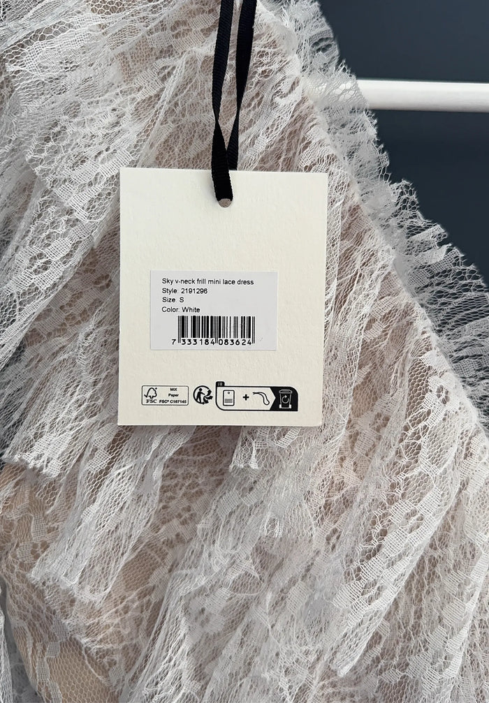 By Malina Sky V- Frill Mini Lace-klänning NWT