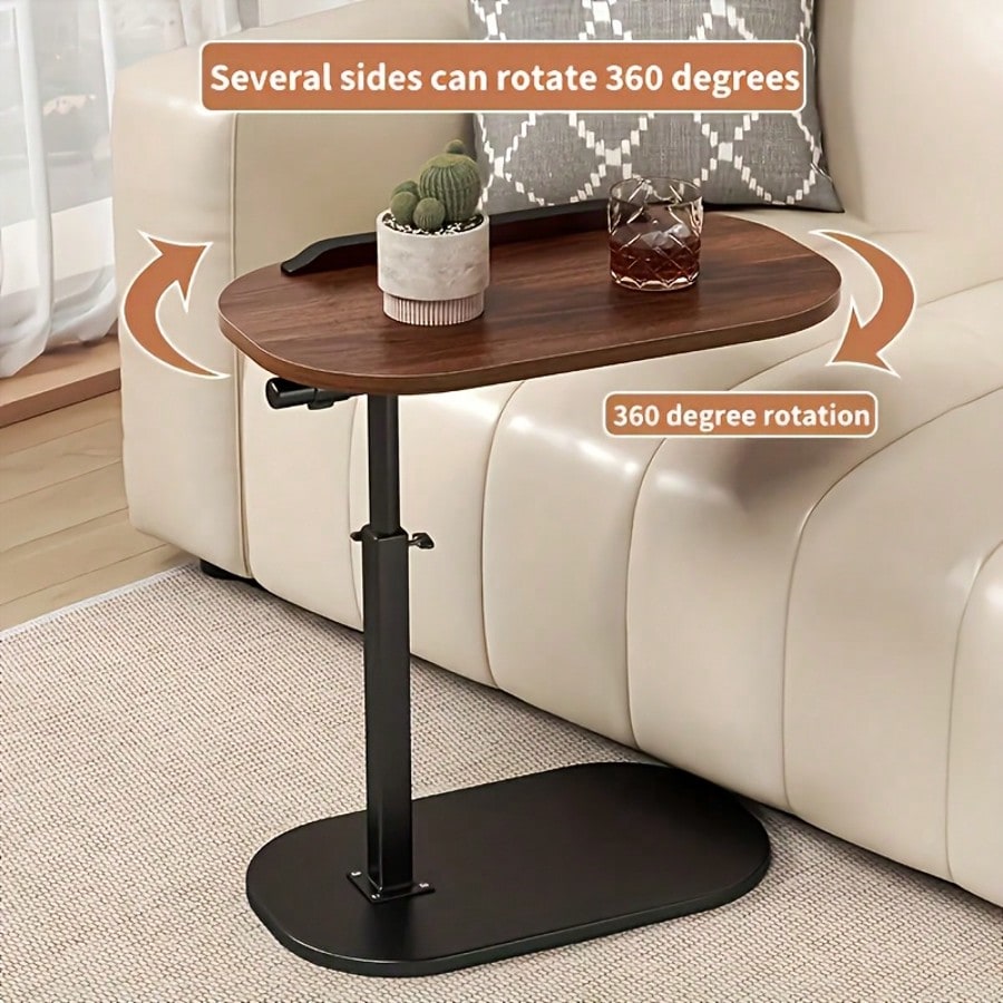 C-Shaped Side Table (Height-Adjustable + Flip-Top)