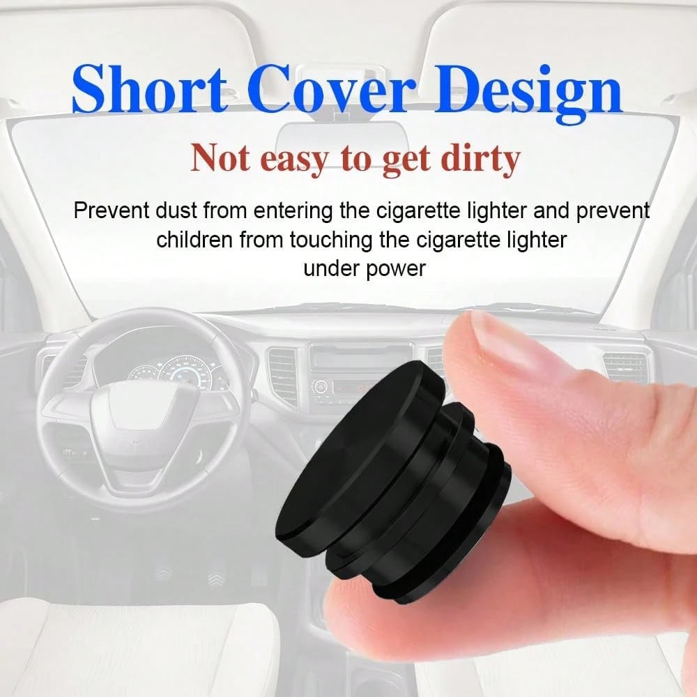 Car Cigarette Lighter Plug Cover, Aluminum Cigarette Lighter Socket Cover Cap, Universal Waterproof Dustproof Plug Cover Fit For Car Power Port Outlet With Standard 12 Volt Power Source (Black)