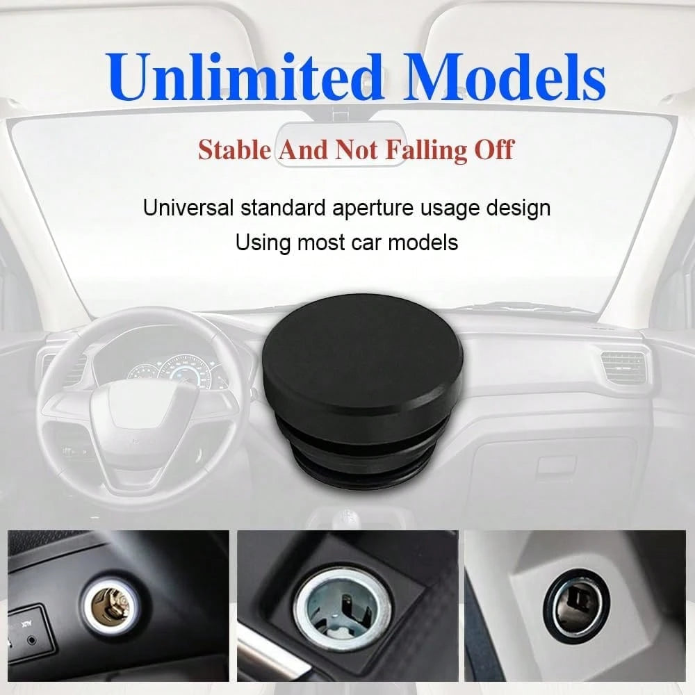 Car Cigarette Lighter Plug Cover, Aluminum Cigarette Lighter Socket Cover Cap, Universal Waterproof Dustproof Plug Cover Fit For Car Power Port Outlet With Standard 12 Volt Power Source (Black)