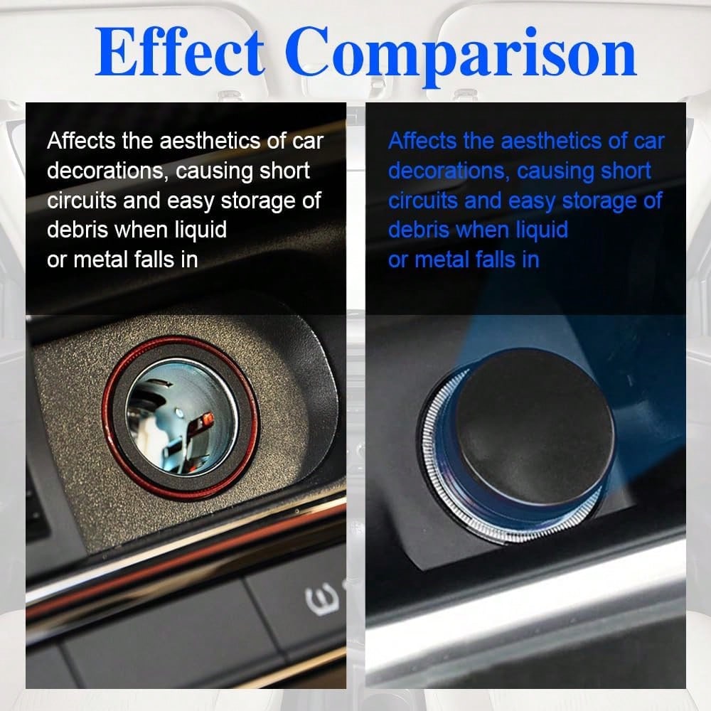Car Cigarette Lighter Plug Cover, Aluminum Cigarette Lighter Socket Cover Cap, Universal Waterproof Dustproof Plug Cover Fit For Car Power Port Outlet With Standard 12 Volt Power Source (Black)
