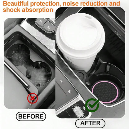 Car Cup Holder Coasters, 4PCS Non Slip Waterproof Vehicle Water Bottle Pads, Recessed Automotive Interior Drink Mat Decoration Accessor