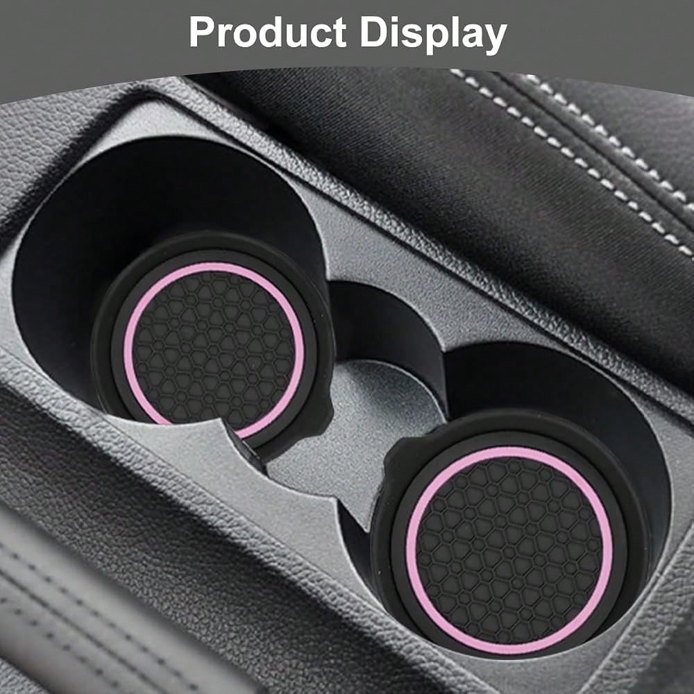 Car Cup Holder Coasters, 4PCS Non Slip Waterproof Vehicle Water Bottle Pads, Recessed Automotive Interior Drink Mat Decoration Accessor