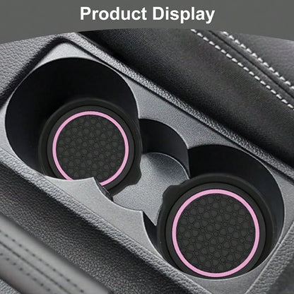 Car Cup Holder Coasters, 4PCS Non Slip Waterproof Vehicle Water Bottle Pads, Recessed Automotive Interior Drink Mat Decoration Accessor