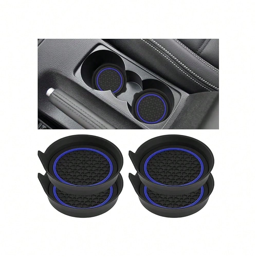 Car Cup Holder Coasters, 4PCS Non Slip Waterproof Vehicle Water Bottle Pads, Recessed Automotive Interior Drink Mat Decoration Accessor
