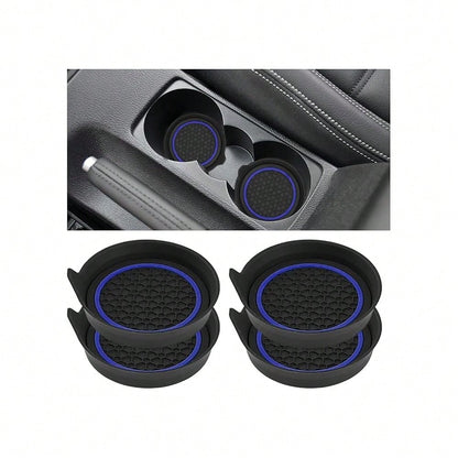 Car Cup Holder Coasters, 4PCS Non Slip Waterproof Vehicle Water Bottle Pads, Recessed Automotive Interior Drink Mat Decoration Accessor