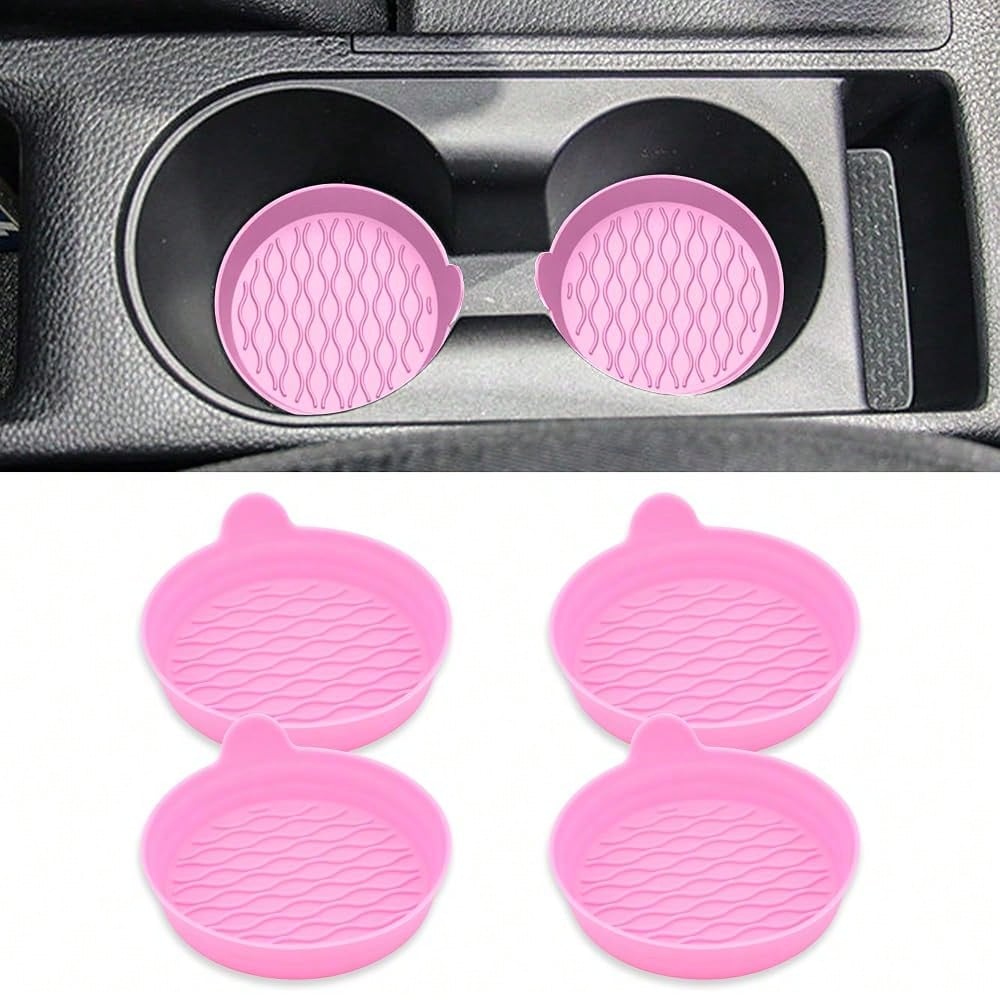 Car Cup Holder Coasters, Universal Silicone Non-Slip Insert Cup Coasters, Soft Wave Pattern Cup Holders, Car Interior Accessories For S