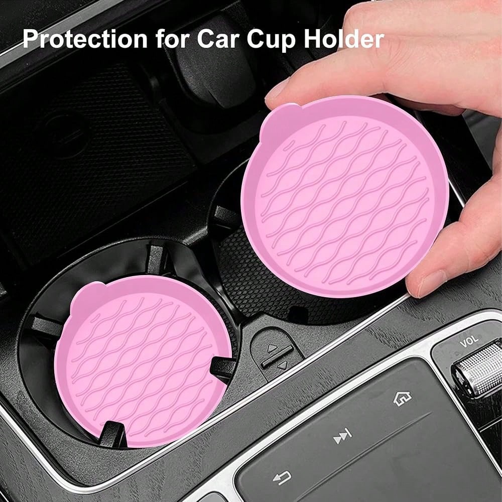 Car Cup Holder Coasters, Universal Silicone Non-Slip Insert Cup Coasters, Soft Wave Pattern Cup Holders, Car Interior Accessories For S