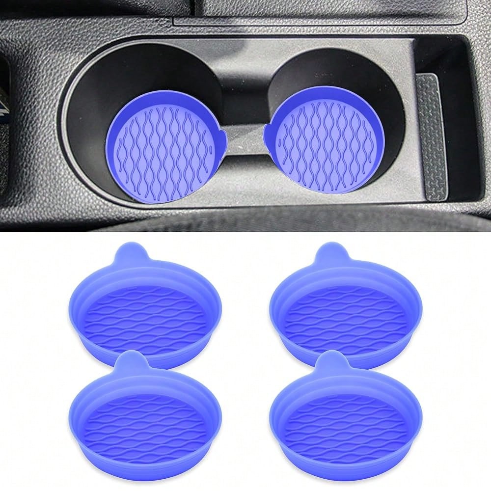 Car Cup Holder Coasters, Universal Silicone Non-Slip Insert Cup Coasters, Soft Wave Pattern Cup Holders, Car Interior Accessories For S