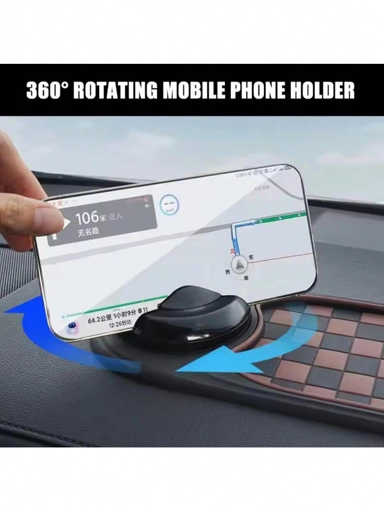 Car Dash Anti Slip Mat With Spring Phone Mount & Temporary Parking Plate, Only For Smooth Plastic Dashboard, Limited Anti-Slip Friction, Just Fit Thin Small Phones, Not Compatible With Large Thick-Cas