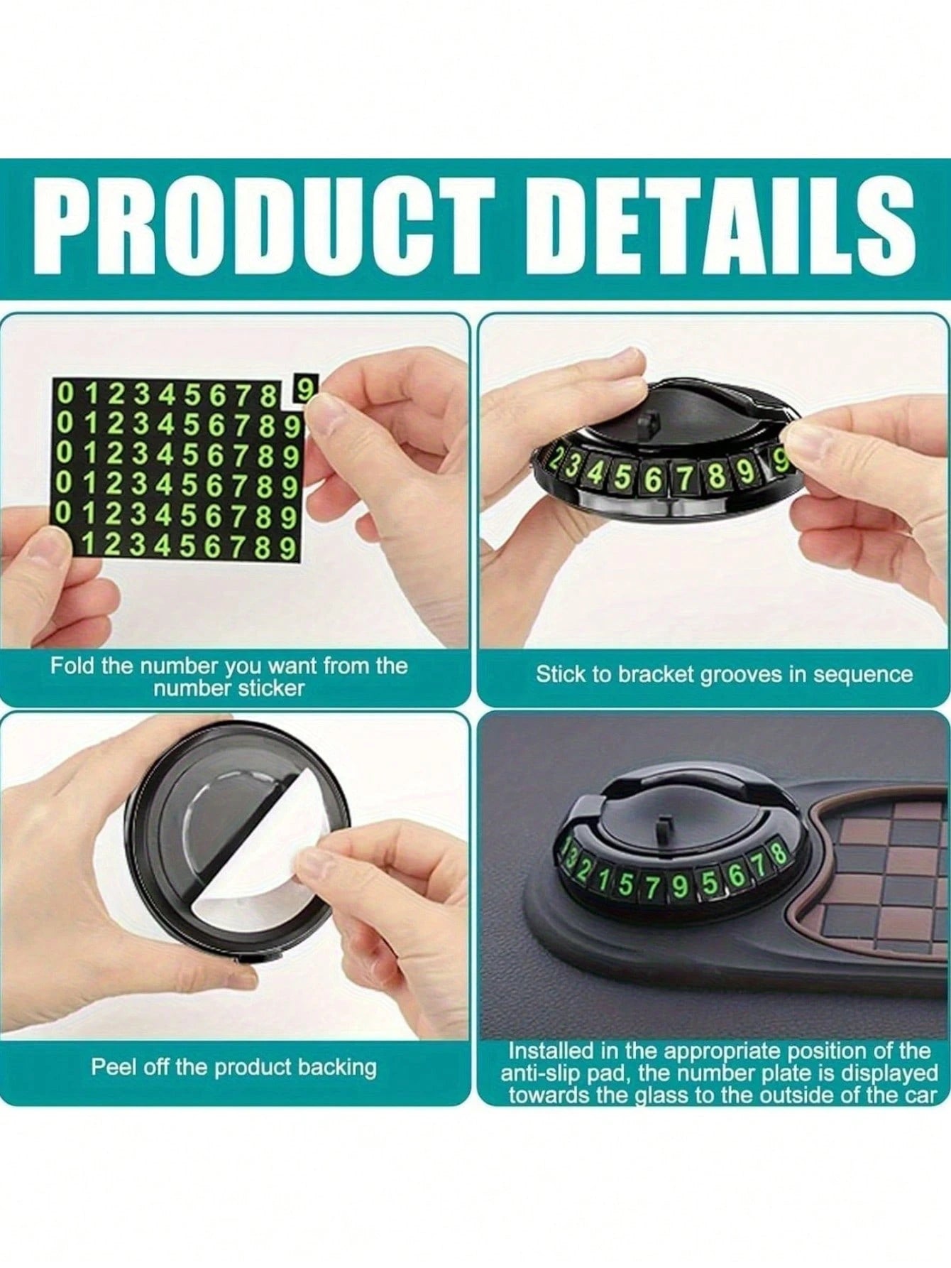 Car Dash Anti Slip Mat With Spring Phone Mount & Temporary Parking Plate, Only For Smooth Plastic Dashboard, Limited Anti-Slip Friction, Just Fit Thin Small Phones, Not Compatible With Large Thick-Cas