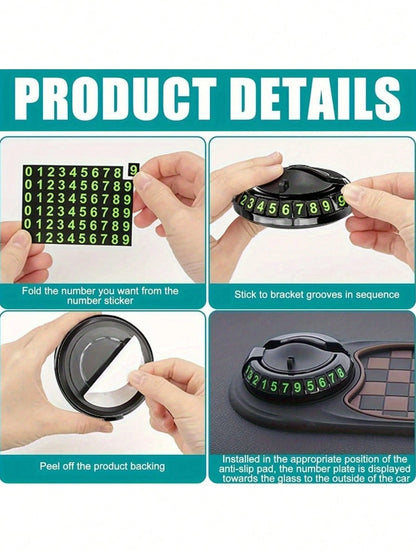 Car Dash Anti Slip Mat With Spring Phone Mount & Temporary Parking Plate, Only For Smooth Plastic Dashboard, Limited Anti-Slip Friction, Just Fit Thin Small Phones, Not Compatible With Large Thick-Cas