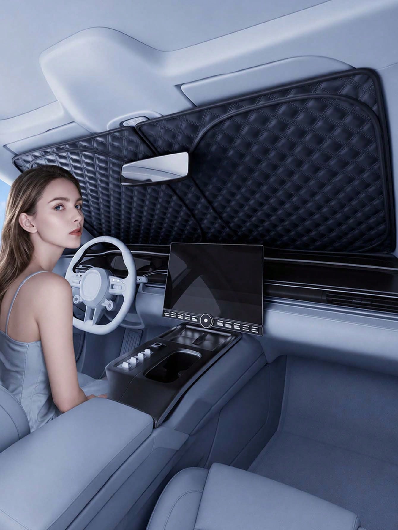 Car Front Windshield Sunshade- Portable Car Sunshade With Heat Insulation, Cooling And Anti-Glare Effects, Enhancing Driving Comfort. Essential Car Sunshade, Suitable For All Seasons