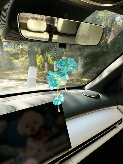 Car Hanging Ornament, Creative Car Rearview Mirror Pendant Decoration, Car Interior Flower Tassel Hanging Accessory