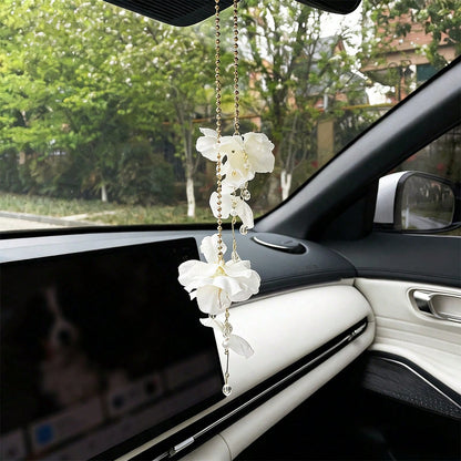Car Hanging Ornament, Creative Car Rearview Mirror Pendant Decoration, Car Interior Flower Tassel Hanging Accessory
