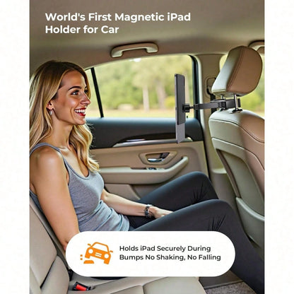 Car Headrest Tablet Holder- [Lockable] [Thick Case Friendly] [Foldable Clip] Car Backseat Tablet Mount, Car Accessories For Kids, For Pro, Air, Mini, Galaxy, Fire HD, 4.7-13" Tablets