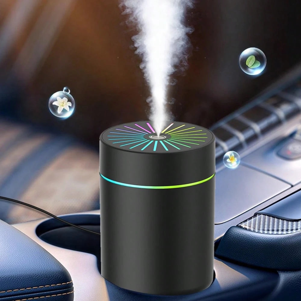 Car Humidifier USB Powered, Portable Car Aromatherapy Diffuser With Colorful LED Lights, Mini Car Aromatherapy Humidifier, Suitable For Car Interior, Quiet Mist, Daily Driving Use, Car Accessories Gif
