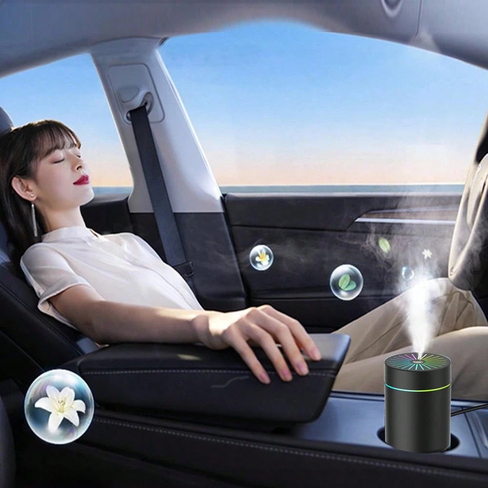 Car Humidifier USB Powered, Portable Car Aromatherapy Diffuser With Colorful LED Lights, Mini Car Aromatherapy Humidifier, Suitable For Car Interior, Quiet Mist, Daily Driving Use, Car Accessories Gif