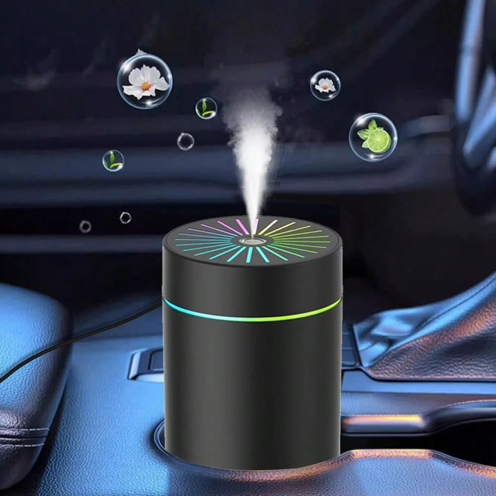 Car Humidifier USB Powered, Portable Car Aromatherapy Diffuser With Colorful LED Lights, Mini Car Aromatherapy Humidifier, Suitable For Car Interior, Quiet Mist, Daily Driving Use, Car Accessories Gif