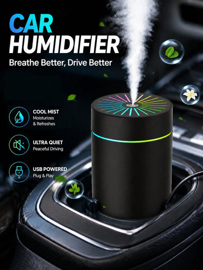 Car Humidifier USB Powered, Portable Car Aromatherapy Diffuser With Colorful LED Lights, Mini Car Aromatherapy Humidifier, Suitable For Car Interior, Quiet Mist, Daily Driving Use, Car Accessories Gif