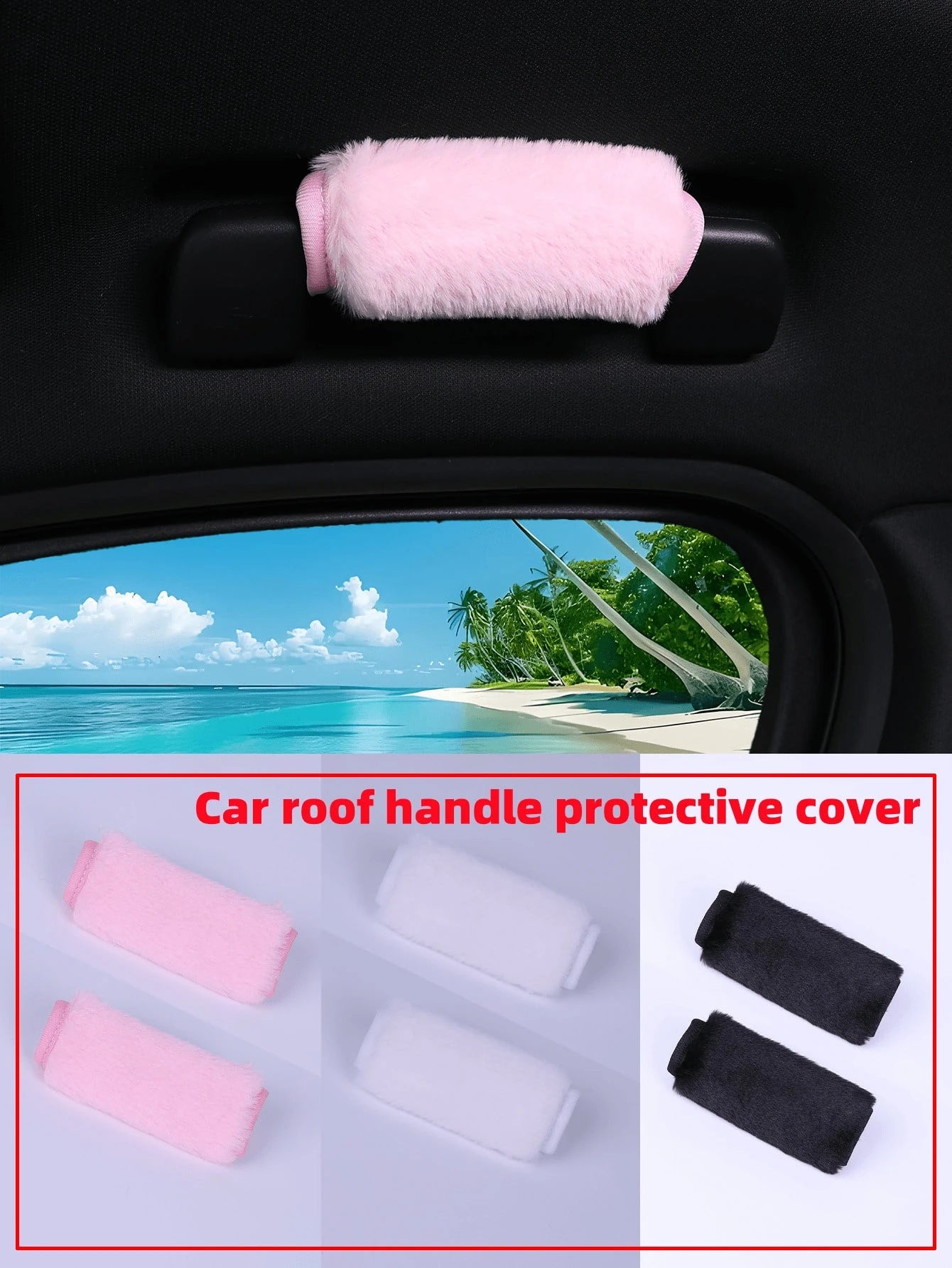 Car Seat Accessories Car Roof Handle Protective Cover, Plush Warm Anti-Slip, All Season Universal