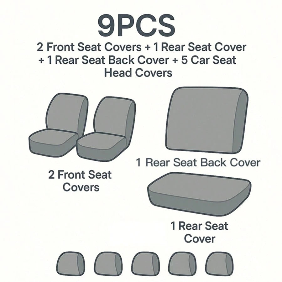 Car Seat Covers 9pcs Set Fashion Design Universal Fit For Car Truck SUV Airbag Auto Accessories Decoration For Women,Car Seat Cover Full Set