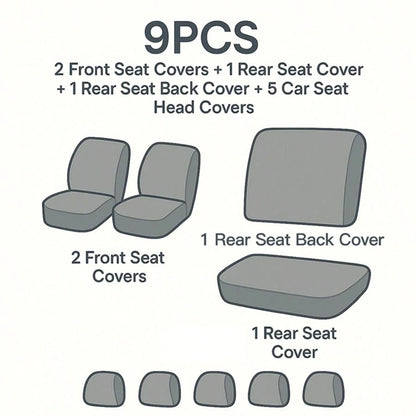 Car Seat Covers 9pcs Set Fashion Design Universal Fit For Car Truck SUV Airbag Auto Accessories Decoration For Women,Car Seat Cover Full Set