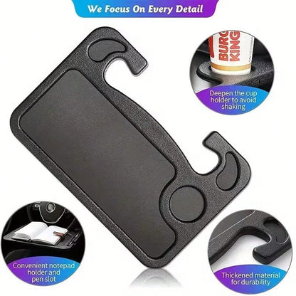 Car Steering Wheel Tray, 2 In 1 Auto Steering Wheel Desk For Eating Drinks Laptop, Multipurpose Vehicle Interior Travel Essential Table Accessories, Universal For RV, SUV, Truck (Black)