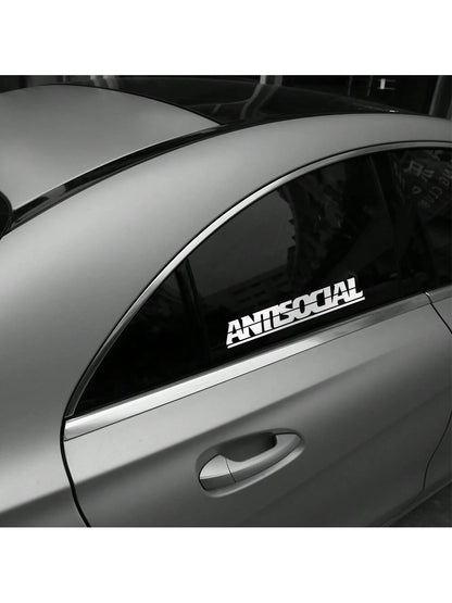 Car Sticker Antisocial Letter Windshield Creative Reflective Vinyl Decals Window Moto Styling Decor Motorcycle Auto Accessories