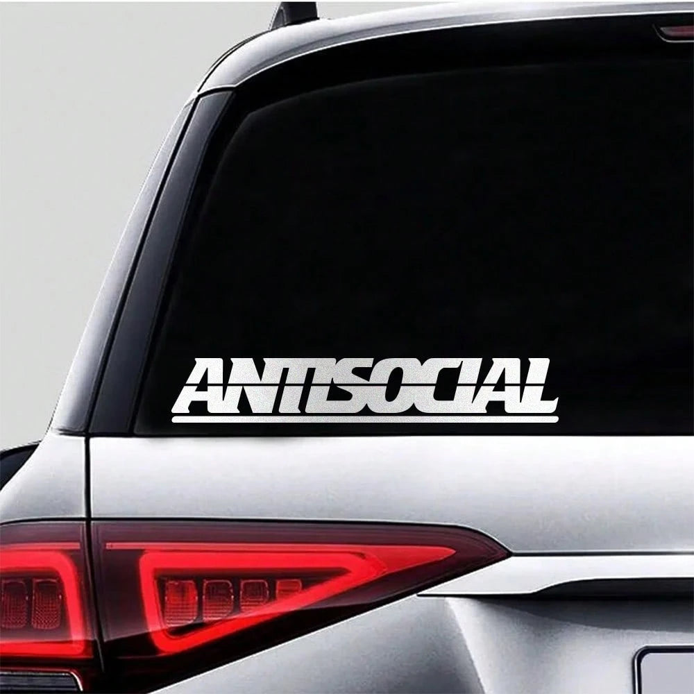 Car Sticker Antisocial Letter Windshield Creative Reflective Vinyl Decals Window Moto Styling Decor Motorcycle Auto Accessories