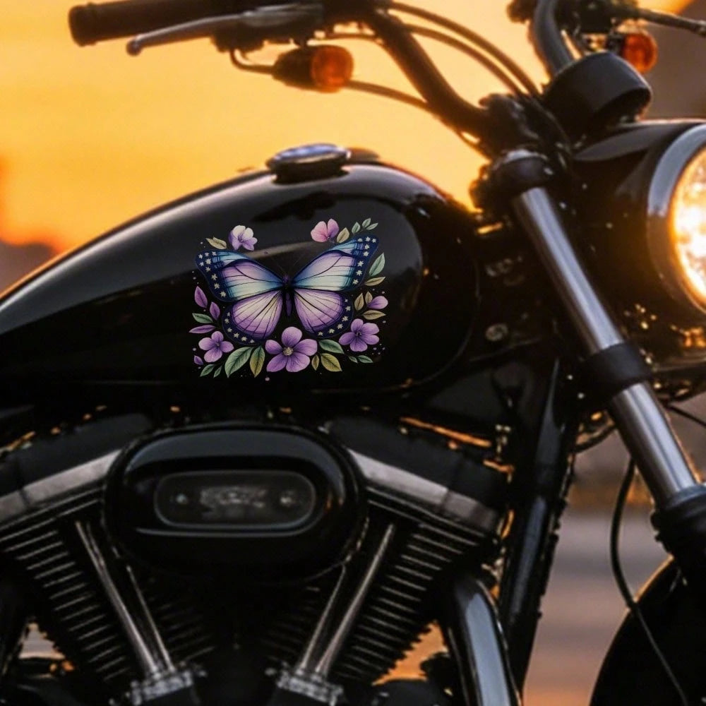 Car Stickers And Decals, Automotive Decals, Car Decor Funny Bumper Stickers, Butterfly Floral Pattern With Purple And Blue Tones, Car Accessories Window Decals Vinyl
