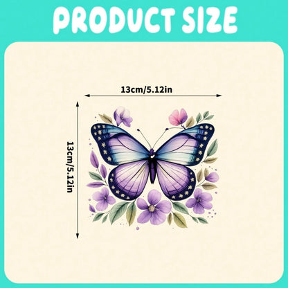 Car Stickers And Decals, Automotive Decals, Car Decor Funny Bumper Stickers, Butterfly Floral Pattern With Purple And Blue Tones, Car Accessories Window Decals Vinyl