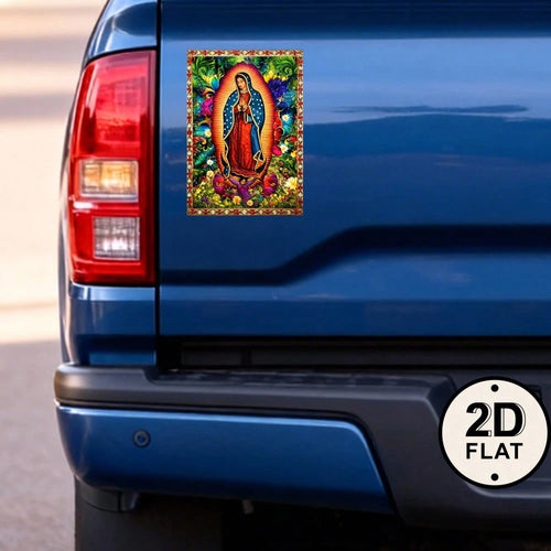 Car Stickers And Decals, Car Window Decals Vinyl, Virgin Mary With Flowers And Halo, Automotive Decals,Funny Bumper Stickers(1pc)