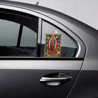 Car Stickers And Decals, Car Window Decals Vinyl, Virgin Mary With Flowers And Halo, Automotive Decals,Funny Bumper Stickers(1pc)