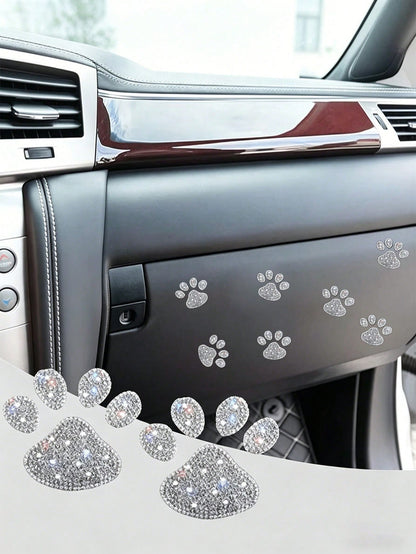 Car Stickers, Cute And Funny Dog Paw Print Pattern, Body Glitter Stickers, Fashionable Glossy Sandblasted Decorative Stickers, Car Window And Body Stickers, Car Interior Decorations, Metal Stickers, C
