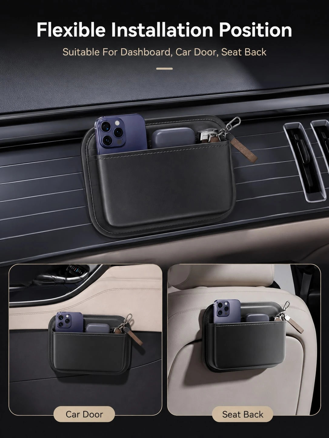 Car Storage Bag, Adhesive Front And Passenger Seat Center Console Storage Box, Vehicle Multi-Functional Seat Gap Storage Bag, Vehicle Storage, Tidy Car Interior Space, Car Storage Organizer