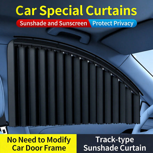 Car Sunshade Rail| Adjustable Car Window And Windshield Sunshade| Durable Black Privacy Sunshade| Blocks Heat And UV Rays, Protects Car Interior| Non-Destructive Installation, Suitable For All Car