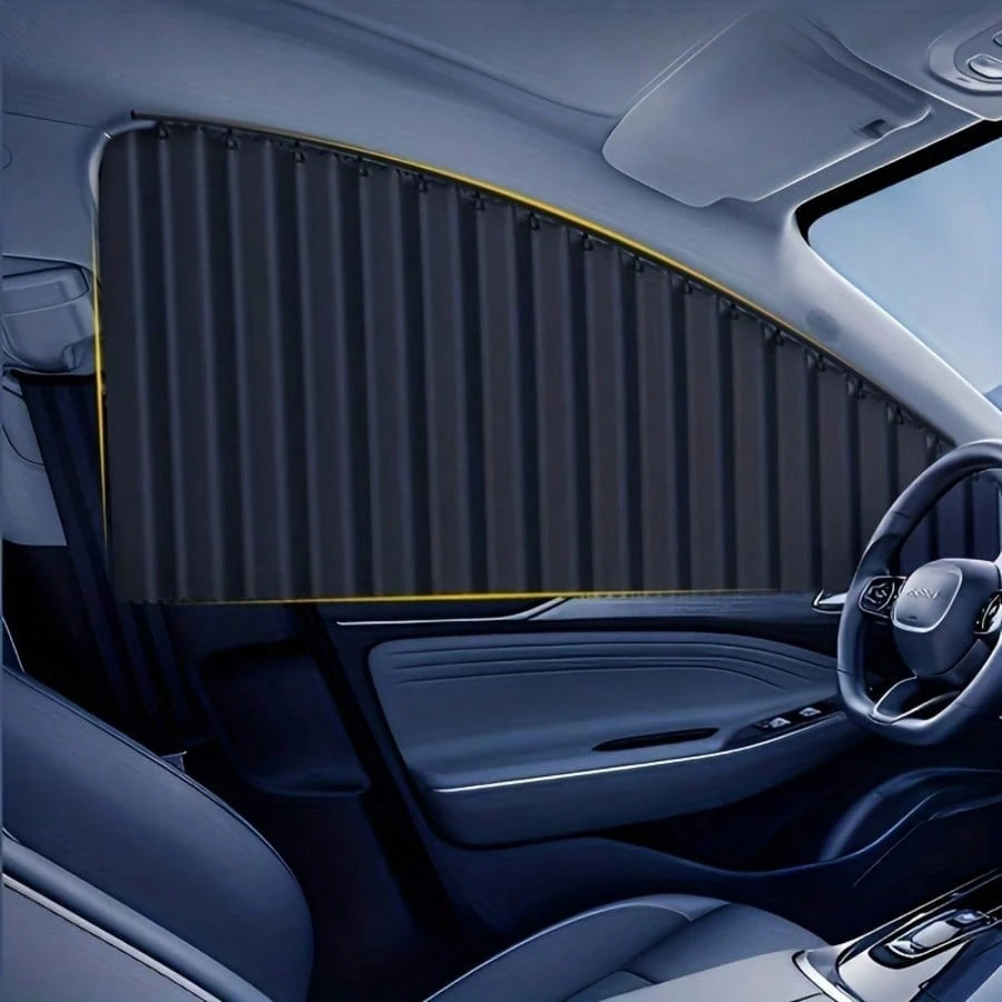 Car Sunshade Rail| Adjustable Car Window And Windshield Sunshade| Durable Black Privacy Sunshade| Blocks Heat And UV Rays, Protects Car Interior| Non-Destructive Installation, Suitable For All Car