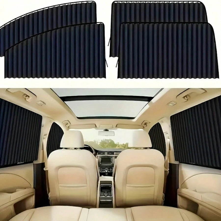 Car Sunshade Rail| Adjustable Car Window And Windshield Sunshade| Durable Black Privacy Sunshade| Blocks Heat And UV Rays, Protects Car Interior| Non-Destructive Installation, Suitable For All Car