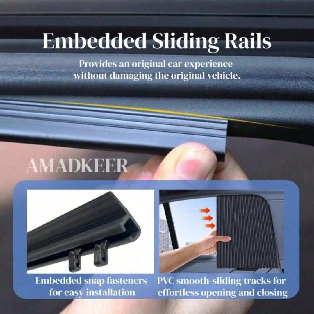 Car Sunshade Rail| Adjustable Car Window And Windshield Sunshade| Durable Black Privacy Sunshade| Blocks Heat And UV Rays, Protects Car Interior| Non-Destructive Installation, Suitable For All Car