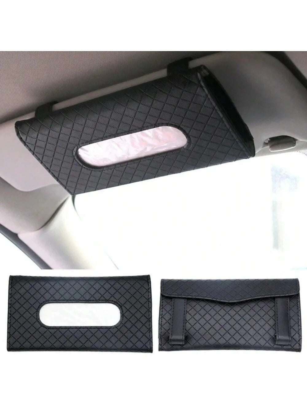 Car Tissue Box Car Sun Visor Hanging Storage Box Holder Auto Interior Sun Visor Hanging Paper Towel Car Upholstery Accessories