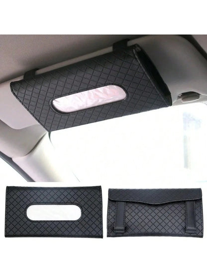 Car Tissue Box Car Sun Visor Hanging Storage Box Holder Auto Interior Sun Visor Hanging Paper Towel Car Upholstery Accessories