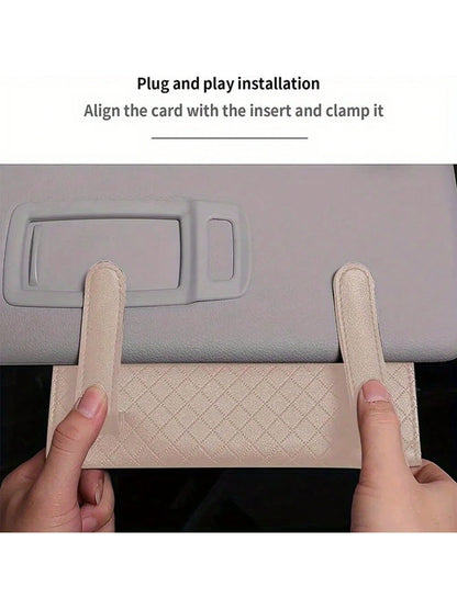 Car Tissue Box Car Sun Visor Hanging Storage Box Holder Auto Interior Sun Visor Hanging Paper Towel Car Upholstery Accessories
