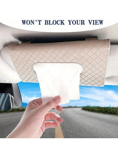 Car Tissue Box Car Sun Visor Hanging Storage Box Holder Auto Interior Sun Visor Hanging Paper Towel Car Upholstery Accessories