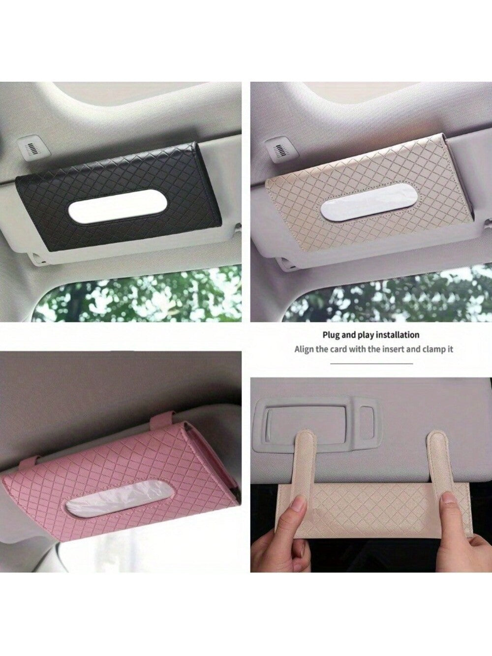 Car Tissue Box Car Sun Visor Hanging Storage Box Holder Auto Interior Sun Visor Hanging Paper Towel Car Upholstery Accessories