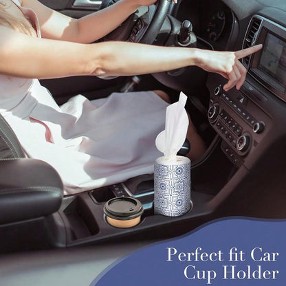 Car Tissue Holder With Facial Tissues Bulk,4 Tubes Lotion, Travel Tissues For Cup Holder, Car Tissues Cylinder With Gift Wrapping(3-Ply,200 Sheets)