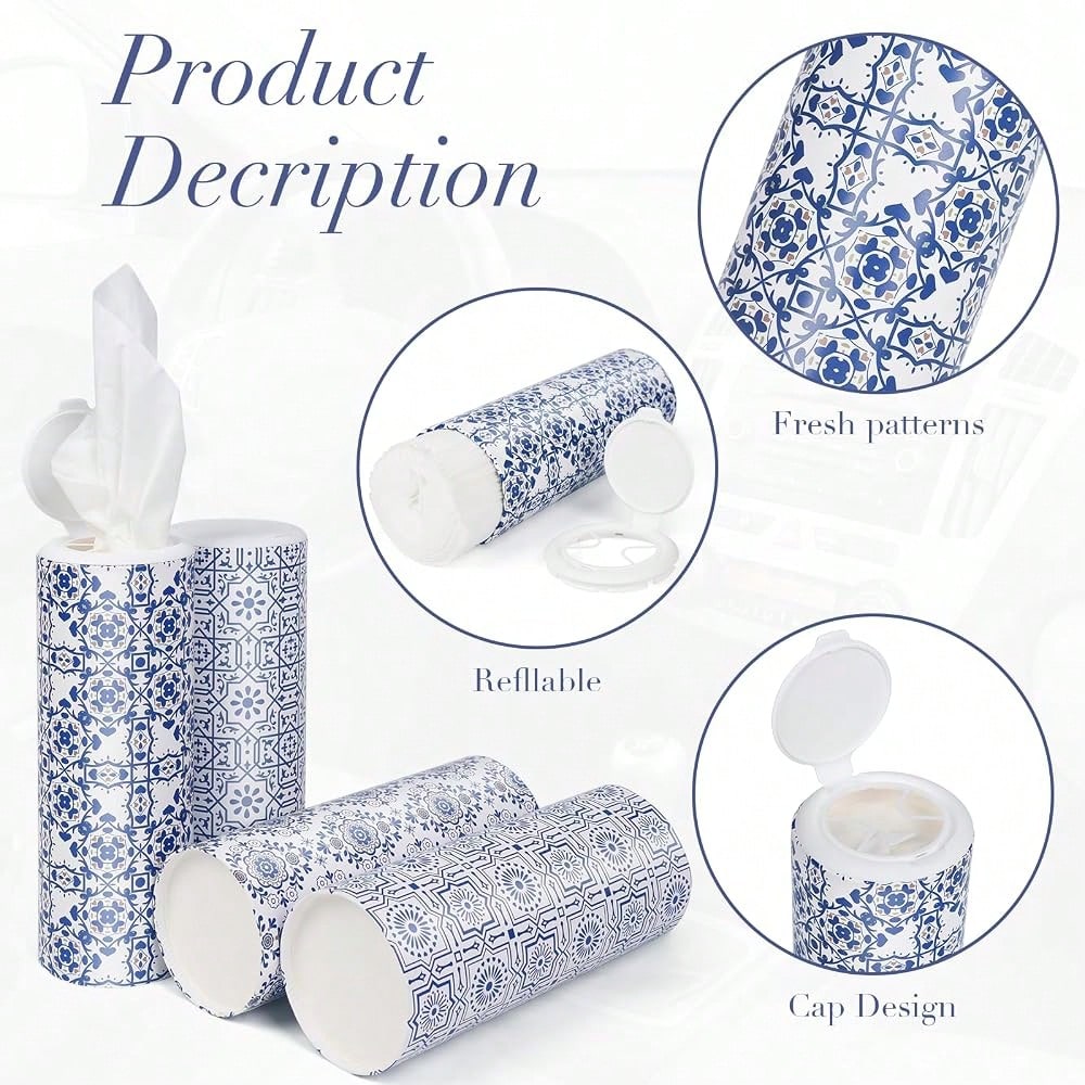 Car Tissue Holder With Facial Tissues Bulk,4 Tubes Lotion, Travel Tissues For Cup Holder, Car Tissues Cylinder With Gift Wrapping(3-Ply,200 Sheets)
