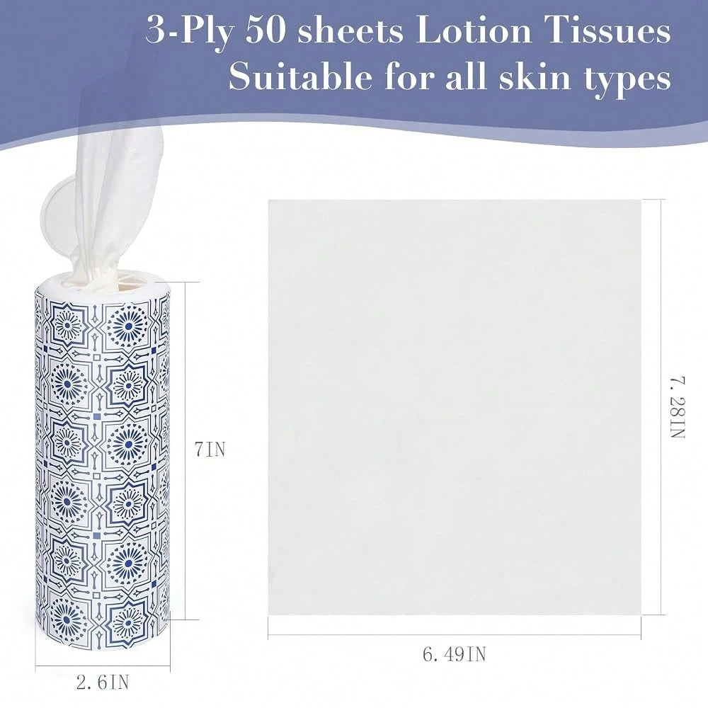 Car Tissue Holder With Facial Tissues Bulk,4 Tubes Lotion, Travel Tissues For Cup Holder, Car Tissues Cylinder With Gift Wrapping(3-Ply,200 Sheets)